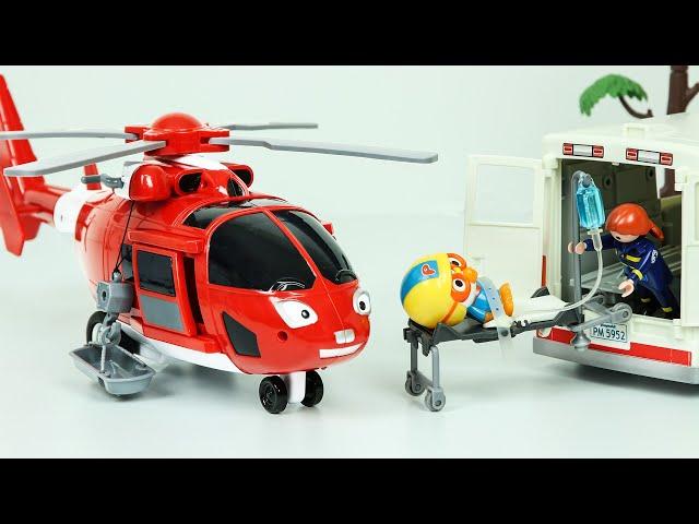 Tayo Rescue Helicopter Air transforming to Car and Fire truck Toys