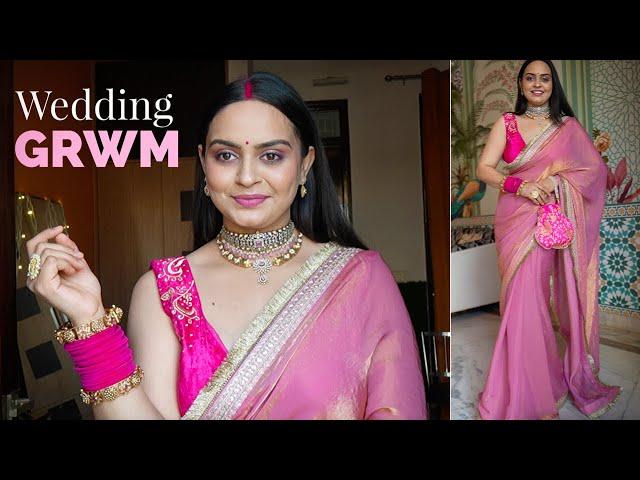 Myntra WEDDING saree Look | Makeup, Hair and Outfit