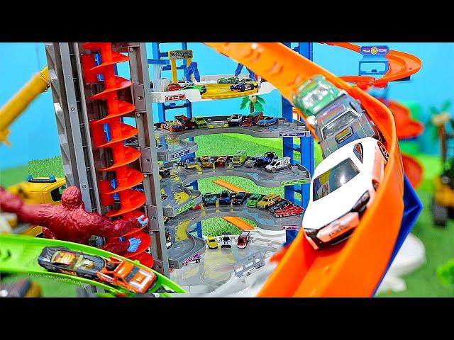 Build Hot Wheels Car Toy Garage with Truck Car Toys for Kids