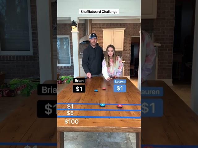 Shuffleboard challenge! Dad vs. daughter!!