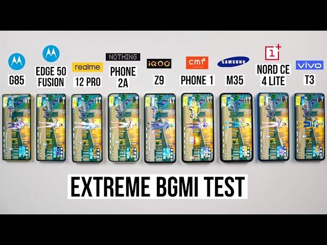 Moto Edge 50 Fusion, G85, Samsung M35, iQOO Z9, CMF 1, Nothing 2A, Nord CE 4 Lite Extreme BGMI Test