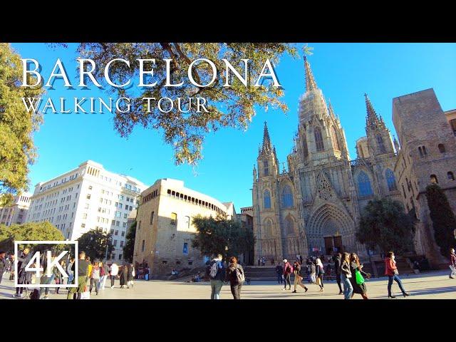 Barcelona Walking Tour - 4k Ultra HD 60fps - 3D Audio January 2022