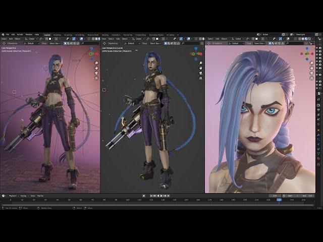 Blender 3.0 - Jinx modeling - Arcane