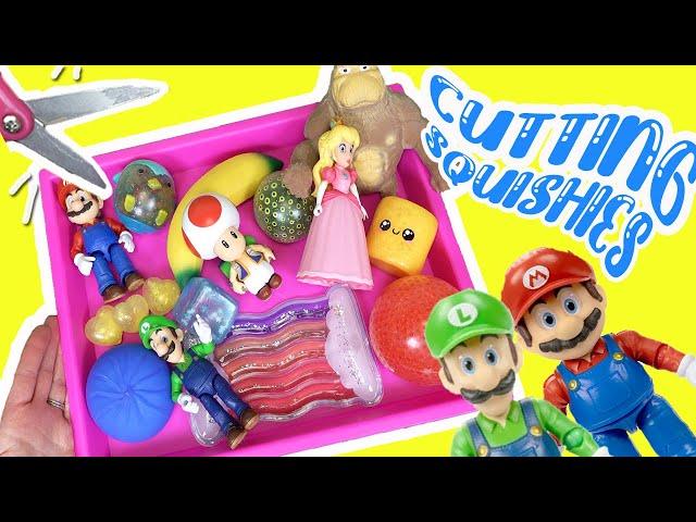 The Super Mario Bros Movie Peach, Luigi, Toad Cutting Squishies into One Bowl!