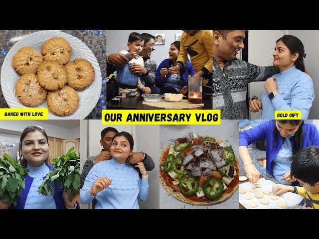 Our Wedding Anniversary Vlog~ Baking Cookies, Homemade Pizza, Gold Gift, Indian Grocery Restocking