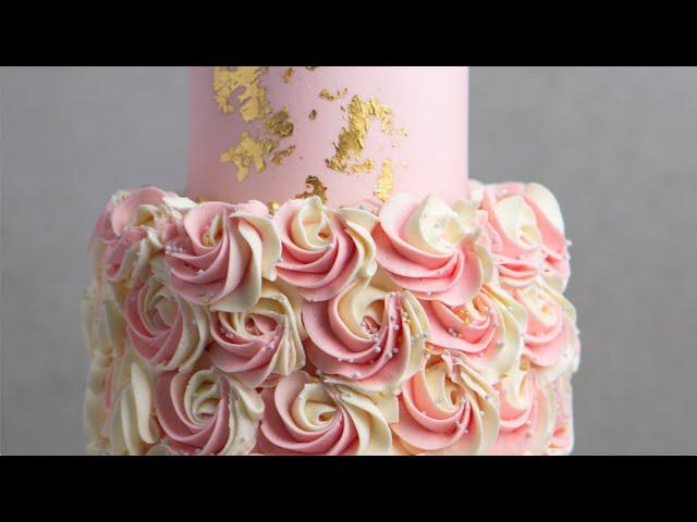 How To Make Two Tier Pink Rosette Cake- Rosie's Dessert Spot