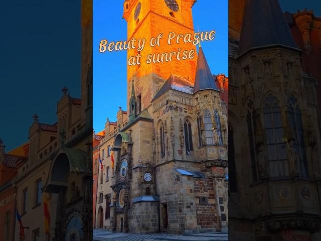 Beauty of Prague at sunrise. Walking tour of Prague, Czech Republic.