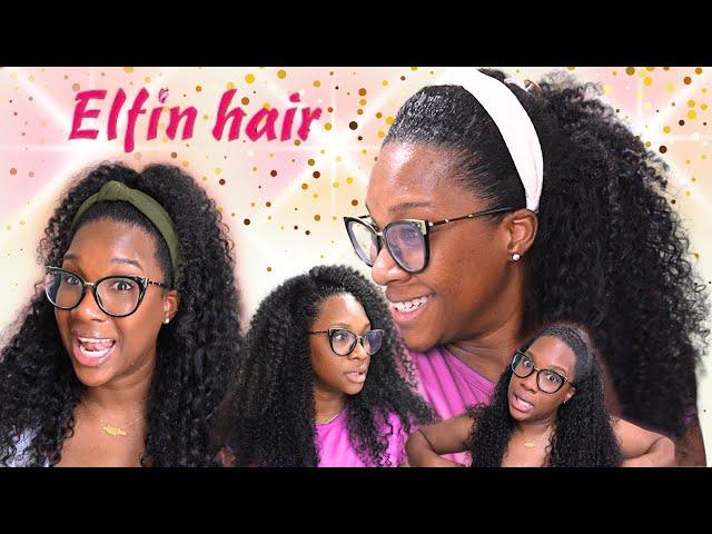 I Tried This Curly Wig and WOW! ||''Invisible Half Wig Pixie Curls Hair Ft. ELFIN HAIR''