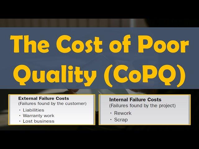 The Cost of Poor Quality - CoPQ (External and Internal Failures) | Lean Six Sigma Complete Course.