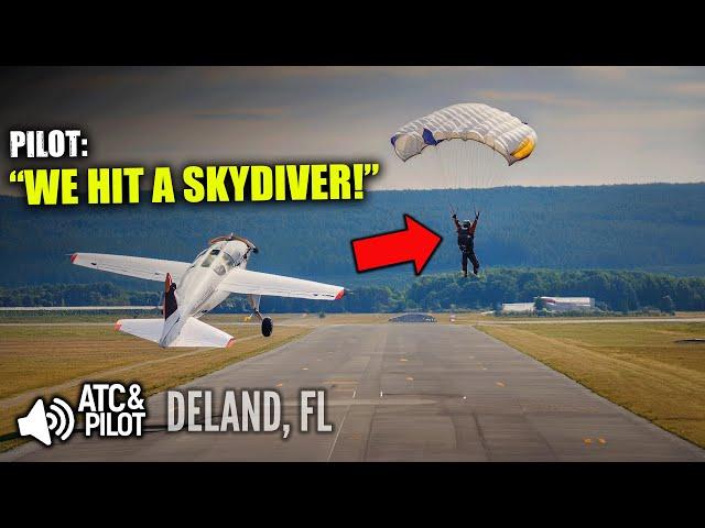 A skydiver hit by departing aircraft! "We have a little bit of damage to our left wing"