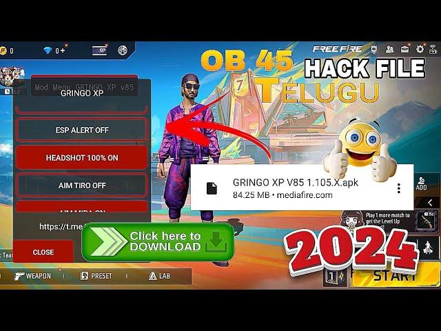 OB 45 MOD MENU  HACK IN TELUGU 100% WORKING HACK FILE MOD MENU TO EASY WAY DOWNLOAD#viral