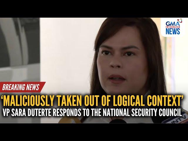 'TAKEN OUT OF CONTEXT' - VP Duterte responds to the National Security Council | GMA Integrated News