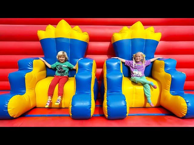 Katya and Dima in The World Biggest Bounce House for kids