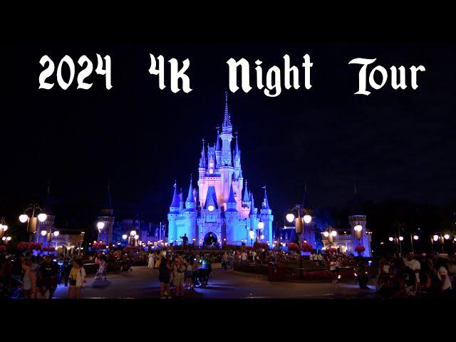 Magic Kingdom 2024 Night Tour & Walkthrough in 4K | Walt Disney World Orlando Florida April 2024