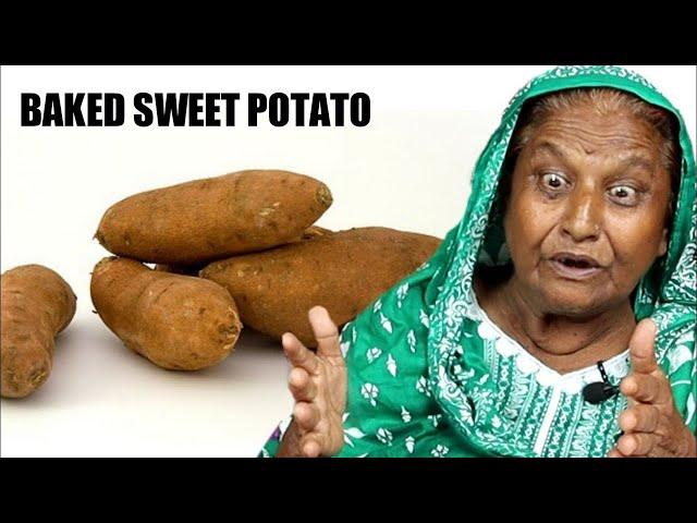 Tribal People Try Baked Sweet Potato