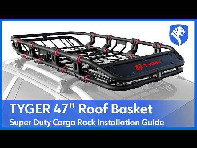 TYGER Super Duty Adjustable Roof Cargo Basket Installation. (L 68" x W 41" x H 8")