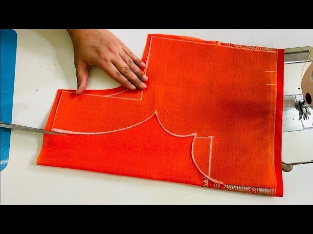 Super easy designer blouse neck design | Blouse back neck design cutting and stitching