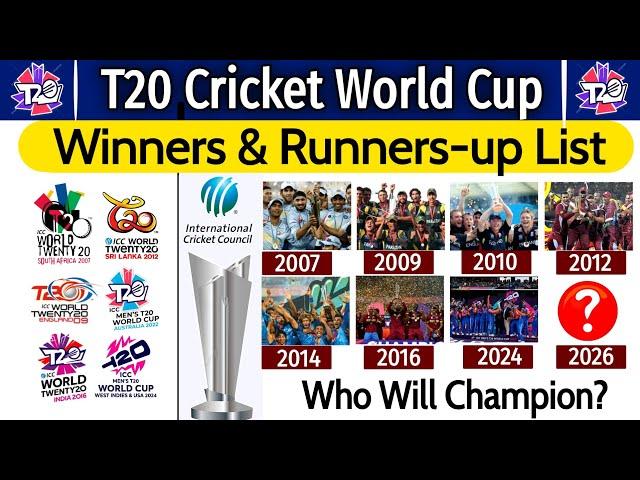 ICC T20 World Cup Winners & Runners-up List Of All Seasons | T20 World Cup Champions & Runners-up |