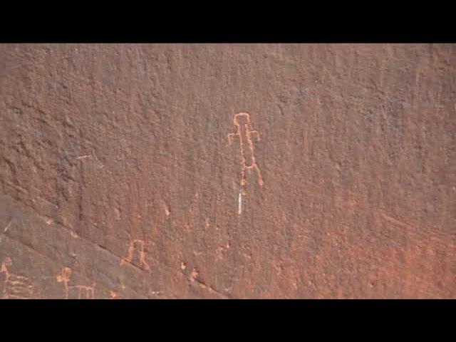 Petroglyphs tell a story along Colorado River walls up river of Lake Powell