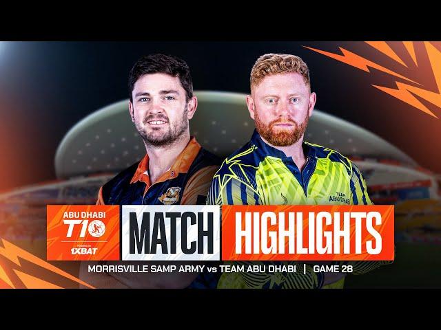 2024 Abu Dhabi T10 I Match 28 Highlights: Team Abu Dhabi vs Morrisville Samp Army | Season 8