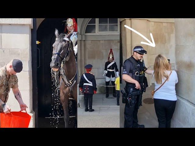 SHE CALLED THE POLICE OFFICER: Tourists Argue with Each Other at Horse Guards in London