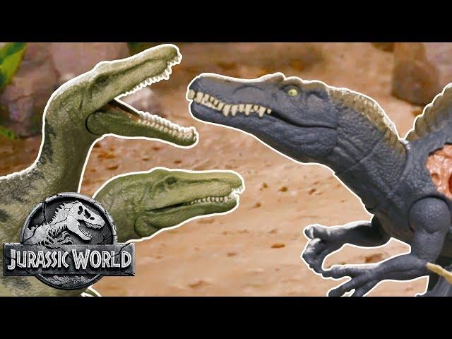 Dino Battles: Spinosaurus Vs. Baryonx | Jurassic World | Mattel Action!