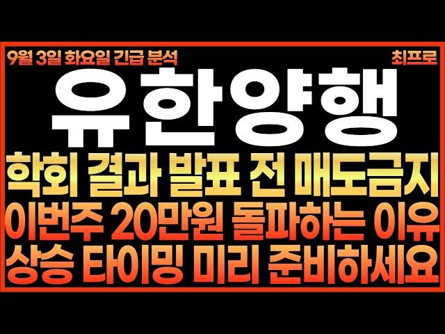 [유한양행 주가전망] 학회 결과 발표 전 매도금지!! 이번주 20만원 돌파하는 이유!! 상승 타이밍 미리 준비하세요!! 최프로