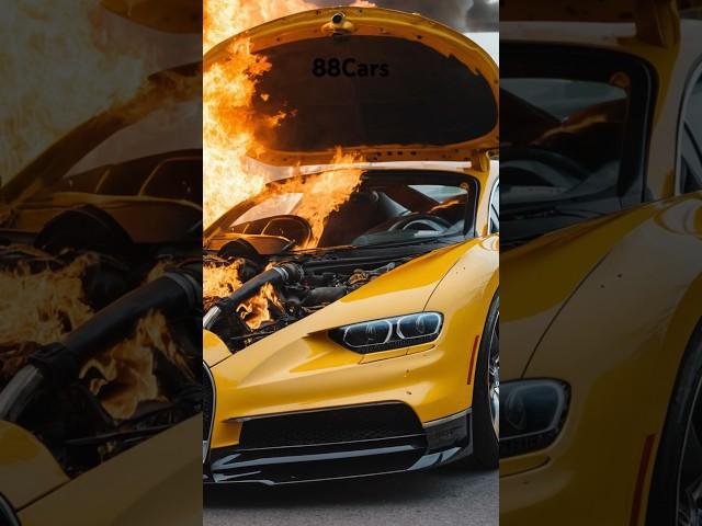 Bugatti Chiron on Fire in the road and crash accident