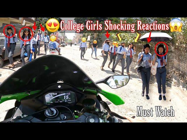 Cute College Girls Shocking Reactions & Zx10r Loud Exhaust In College Campus & My Offline Exams OMG