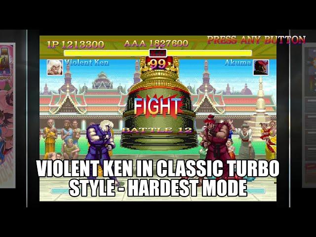 Ultra Street Fighter 2 Violent Ken speed run classic style Arcade highest difficulty Akuma Boss