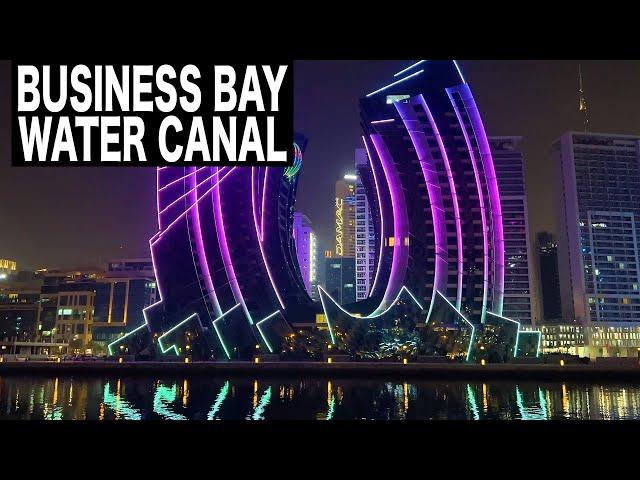 Business Bay Water Canal Night Walk | 4K | Visit Dubai