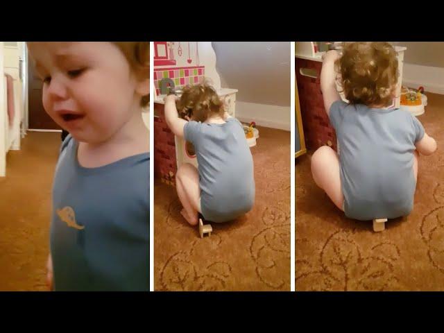 Toddler Throw Tantrum Trying To Sit On Tiny Chair