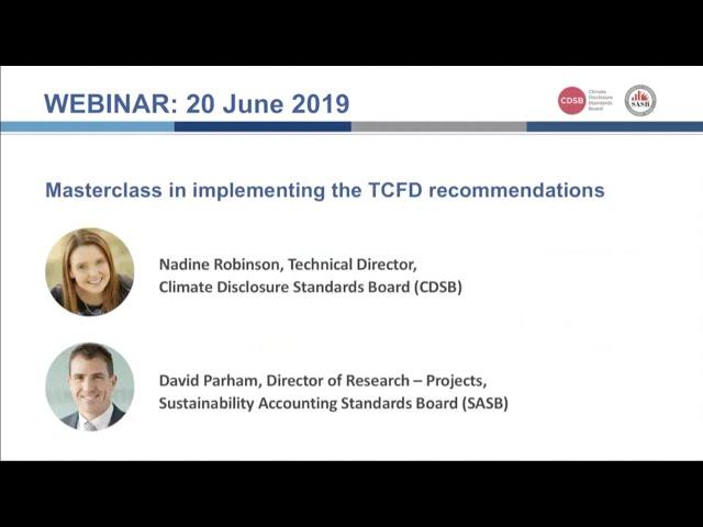 Masterclass in implementing the TCFD recommendations