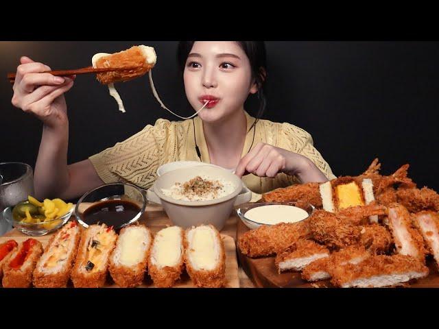 SUB)Pork Cutlet Party Mukbang Asmr! Cheesy Tonkatsu Jumbo Shrimp Katsu Fish Katsu Tamago Sandwich