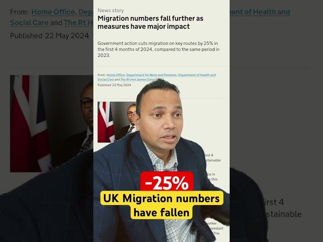 UK Migration numbers have fallen by 25% in the first 4 months of 2024 vs. 2023