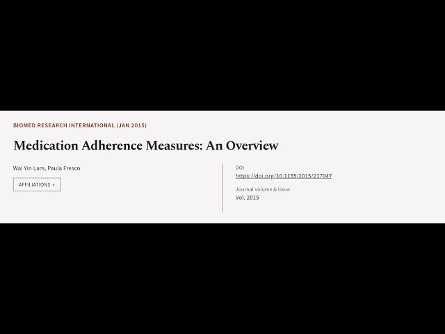 Medication Adherence Measures: An Overview | RTCL.TV