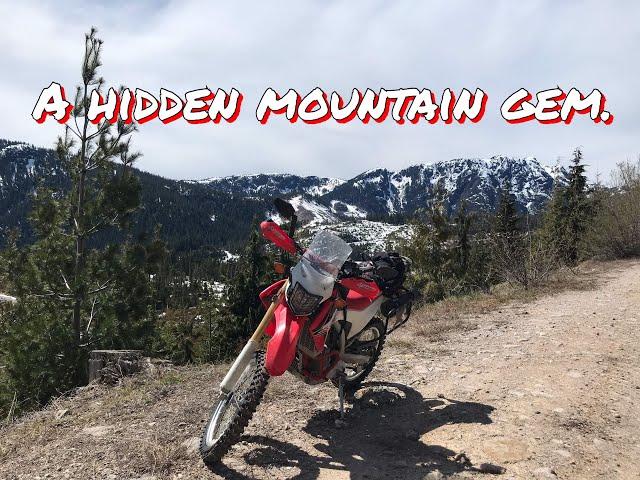 Dual-sport ride through the snow to find a hidden mountain gem. Honda CRF250l.