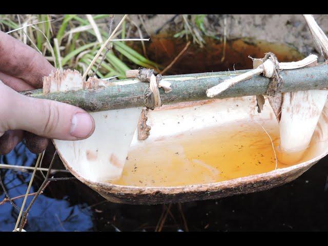 Spruce bark watertight basket / container