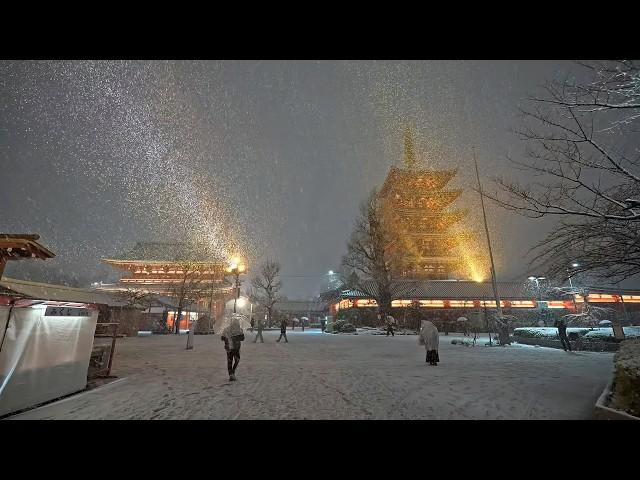 4K・ Snowy Tokyo Asakusa at night・4K HDR