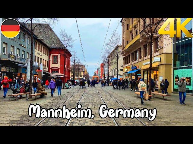 Mannheim, Germany, Walking tour 4K 60fps