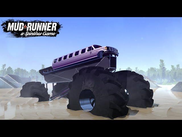 Spintires: MudRunner - Monster Limousine Driving Over The Flood In The City