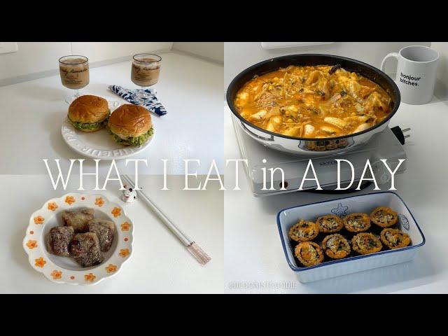 What I Eat in a Day | Brioche Egg Sandwiches, Burritos, Tteokbokki and kimbap, Faux mochi - Ep.1