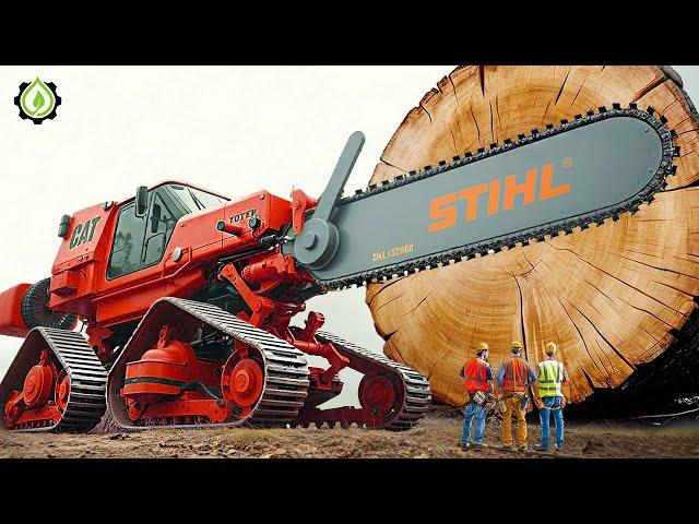 Extreme Dangerous Fastest Big Chainsaw Cutting Tree Machines | Monster Stump Removal Excavator #112