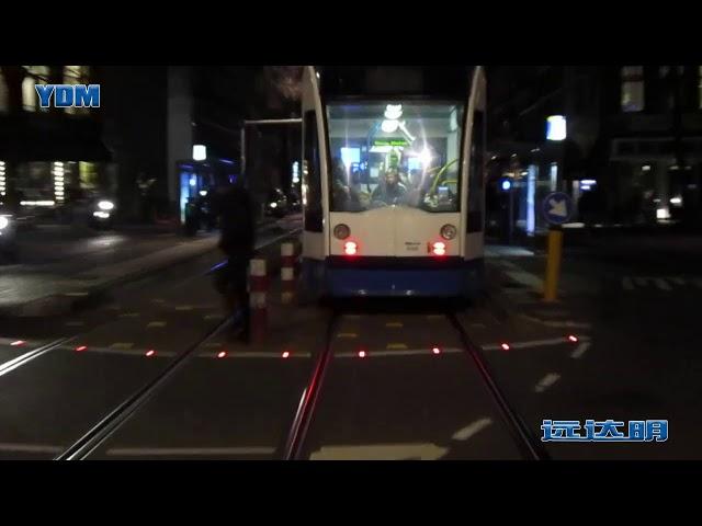 YDM embedded solar road stud applied in  the tram  station  in Amsterdam,  the Netherlands