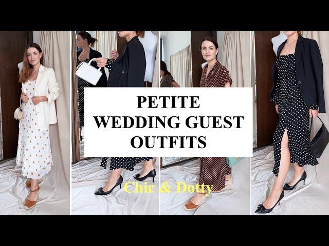 Wedding Guest Outfit Ideas | Petite Polka Dot Dress | Petite dresses wedding guests