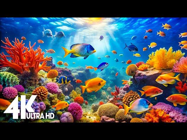 Aquarium 4k VIDEO (ULTRA HD) - Charming Fish of the Coral Reef Ecosystem -  Relaxing Music