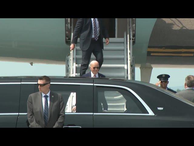 Raw video: President Joe Biden arrives in New Hampshire