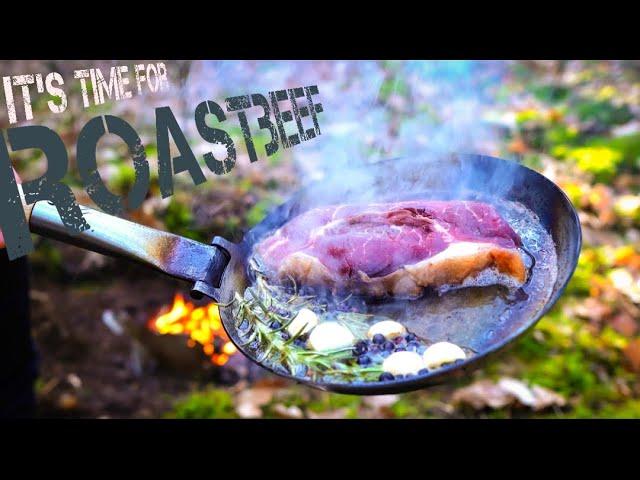 DryAge Steak over FIRE cooked in the mid of the Forest( solo Bushcraft trip, no talk, relaxing)