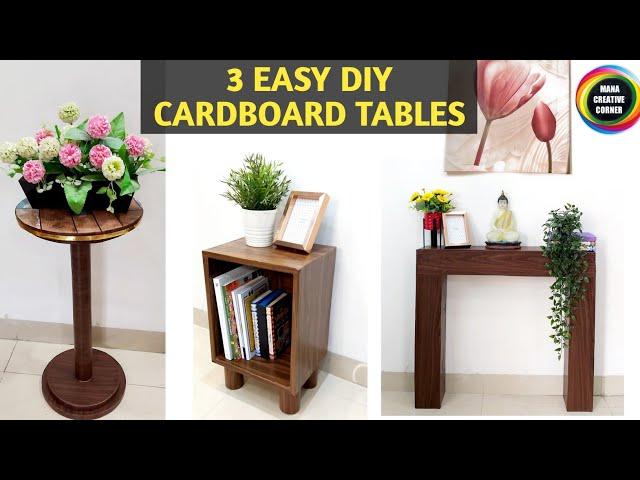 3 EASY DIY TABLE IDEAS THAT YOU CAN MAKE AT HOME/3 CARDBOARD BOX REPURPOSE IDEAS/CARDBOARD CRAFTS 3