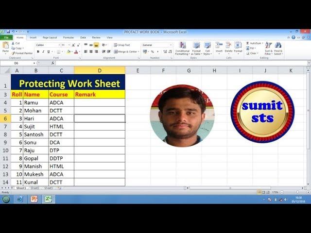 how to Protect Work Sheet in ms excel